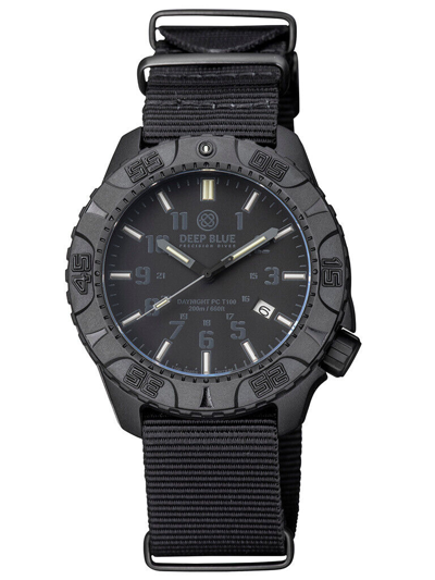 Pre-owned Deep Blue Daynight Poly Carbon 45mm Automatic Men's Diver Watch Black Stealth