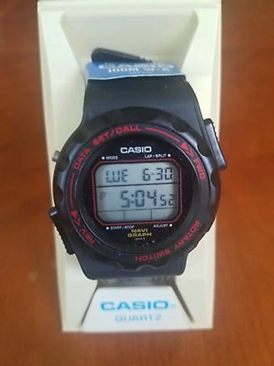 Pre-owned Casio Ultra Rare 1986 Vintage Mens  Rw-100-1 Navi Graph Moto-sports Black Watch