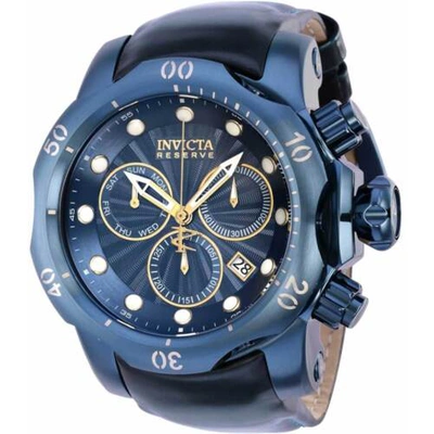 Pre-owned Invicta Men's Watch Reserve Venom Quartz Chrono Blue Dial Leather Strap 36286