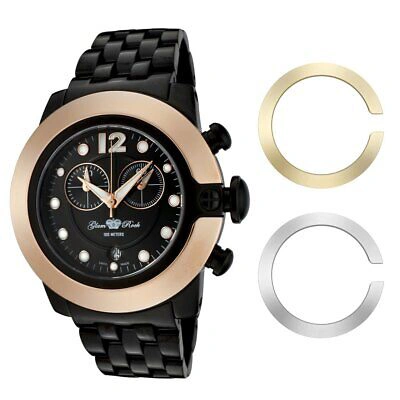 Pre-owned Glam Rock Women's Gr32183 Sobe Chronograph Black Dial Black Ion-plated Stainless
