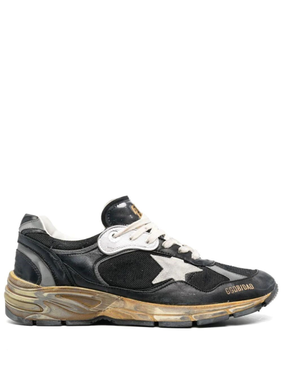 GOLDEN GOOSE GOLDEN GOOSE MEN MEN`S DAD-STAR IN BLACK MESH AND NAPPA WITH ICE-COLORED STAR