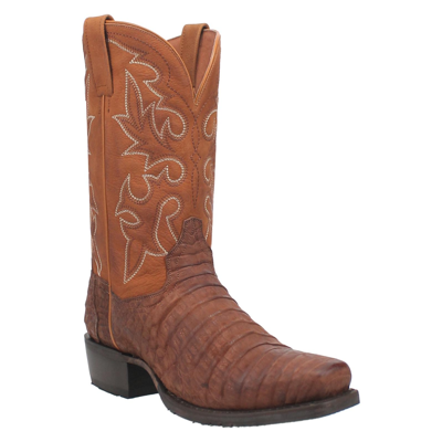 Pre-owned Dan Post ® Men's Delray Bay Apache Caiman Tan Exotic Western Boots Dp80069 In Brown