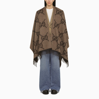 Gucci Beige/brown Reversible Jumbo Cashmere Cape Women