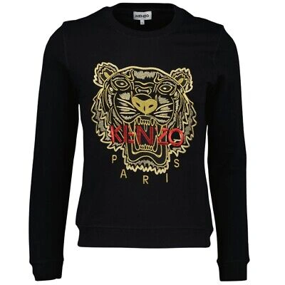 Pre-owned Kenzo Embroidered Varsity Tiger Icon Black Jumper