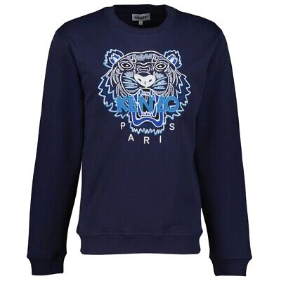 Pre-owned Kenzo Embroidered Varsity Tiger Icon Navy Blue Jumper