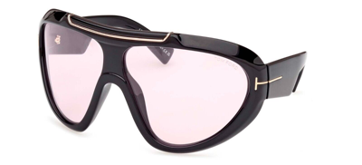 Pre-owned Tom Ford Linden Ft1094 Black/light Pink Violet Photochromic (01y) Sunglasses