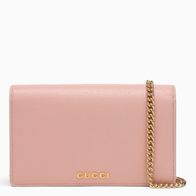 Gucci Pink Leather Chain Wallet Women