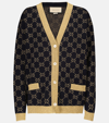 GUCCI GUCCI WOMEN BLUE/GOLD GG SUPREME LUREX AND COTTON KNIT  CARDIGAN