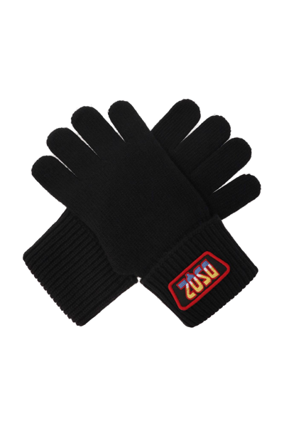 Dsquared2 Logo-patch Gloves In Nero