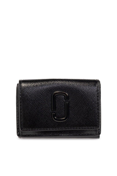 Marc Jacobs Logo Plaque Mini Trifold Wallet In Black