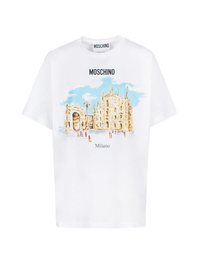 Moschino White Printed T-shirt In Fantasia Bianco