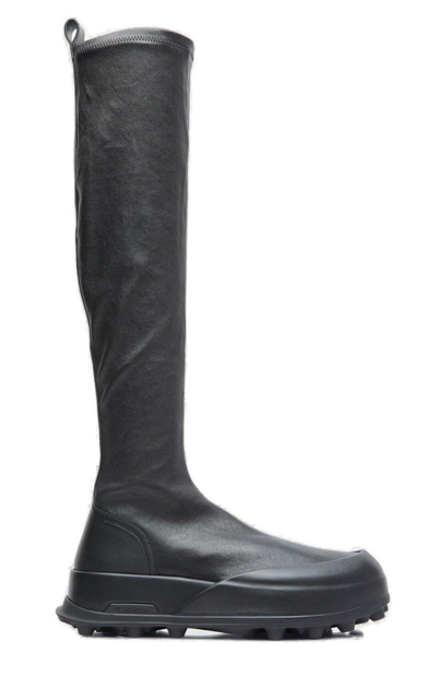 Jil Sander Knee-high Leather Boots In Schwarz
