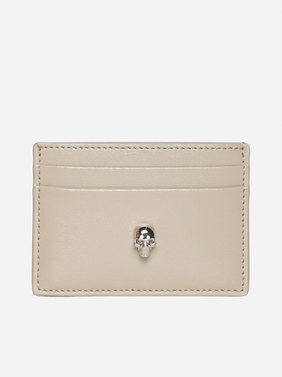 Alexander Mcqueen Skull Leather Card Holder In Camel