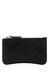 ALEXANDER MCQUEEN BLACK LEATHER CARD HOLDER