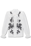 Dolce & Gabbana Lace-appliqué Silk-blend Shirt In Black