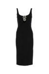 Blumarine Black Viscose Stretch Midi Dress In Nero