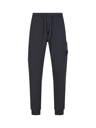 Stone Island Compass Patch Track Pants In Blue