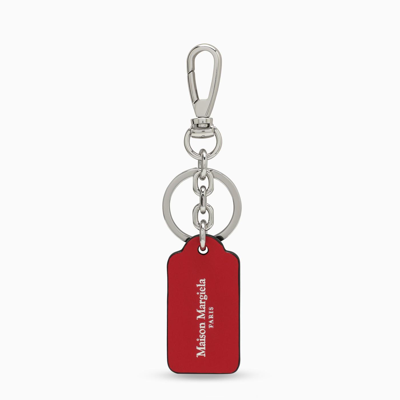 Maison Margiela Black And Red Leather Keyring In H6908 Black/red