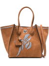 ERMANNO SCERVINO EMBROIDERED MAGGIE HAND BAG IN BROWN