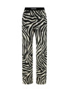 Tom Ford Stretch Silk Trouser With Animalier Print In Ecru/black