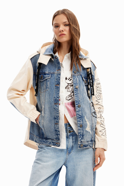 Desigual Mickey Mouse Parka Jacket In Blue