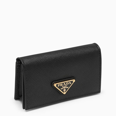 Prada Black Saffiano Card Holder With Logo Men