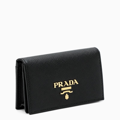 Prada Saffiano Leather Card Holder In Black