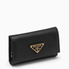 Prada Black Saffiano Key Ring With Logo In Black