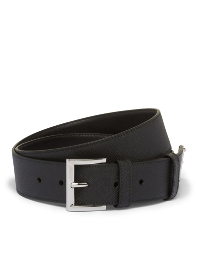 Prada Saffiano Leather Belt In Black