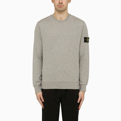 Stone Island Melange Grey Sweatshirt With Logo Men In Grey