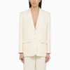 VALENTINO VALENTINO IVORY SINGLE-BREASTED JACKET IN WOOL AND SILK WOMEN