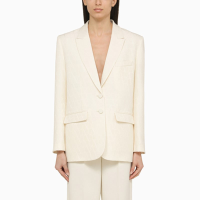 VALENTINO VALENTINO IVORY SINGLE-BREASTED JACKET IN WOOL AND SILK WOMEN
