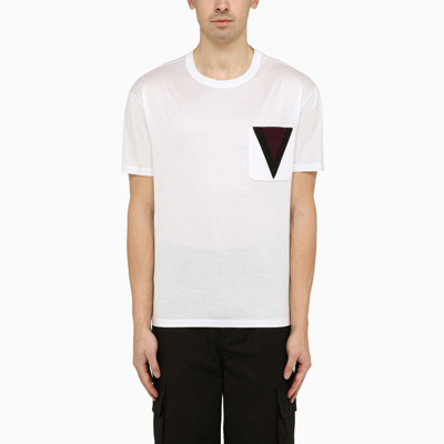 Valentino Men's Cotton T-shirt With Inlaid V Detail In White
