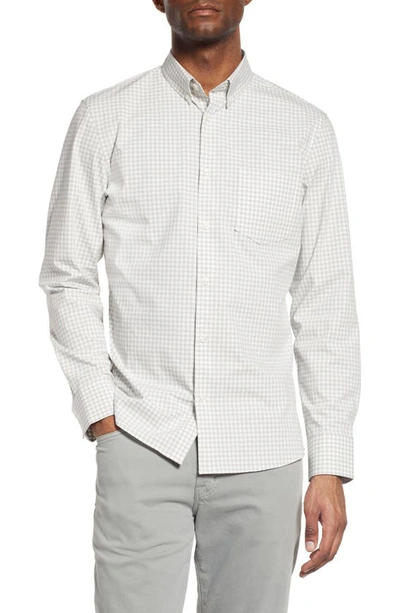 Nordstrom Tech Smart Trim Fit Button-down Shirt In Ivory Egret - Grey Will Gingh