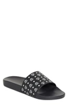 Mcm Monogram Print Rubber Slides In Black