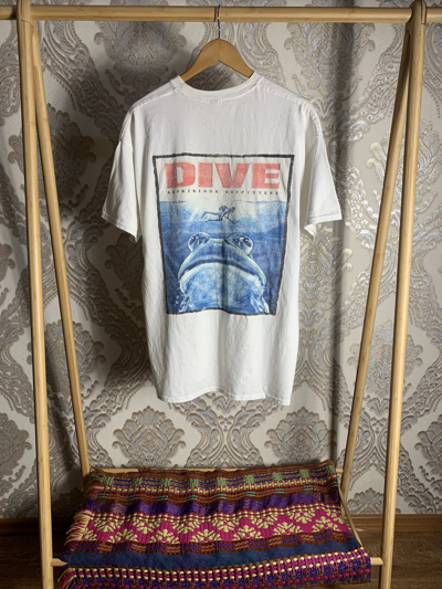 Pre-owned Fruit Of The Loom X Vintage Very Dive Amphibious Outfitters 1992 T-shirt Y2k 90's In White