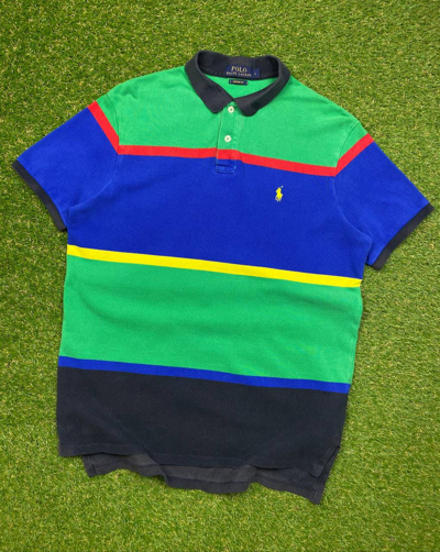 Pre-owned Polo Ralph Lauren X Ralph Lauren Vintage Polo Ralph Laurent Stripe Washed Y2k Chief Keef Style In Black Blue Green