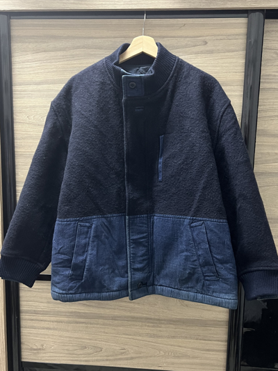 Pre-owned Issey Miyake Men Jacket Wool Denim Zipper In Dark Blue Denim