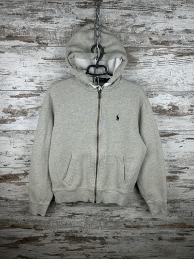 Pre-owned Polo Ralph Lauren X Vintage Mens Vintage Polo Ralph Laurent Zip Hoodie Y2k Streetwear In Grey