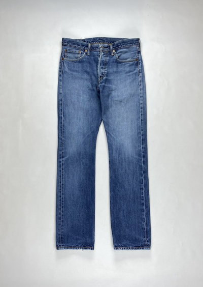 Pre-owned Levis X Levis Made Crafted Vintage Levi's Faded Trashed 501 Flare Style 90's Pants In Blue Denim