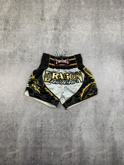 Pre-owned Sports Specialties Twins Dragon Muay Thai Boxing Shorts White Kickboxing In Multicolor