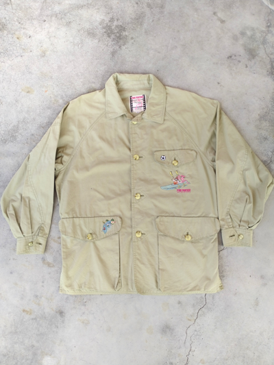 Pre-owned Cartoon Network X Vintage 80's Pink Panther Embroidered Button Up Jacket In Grey
