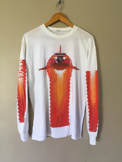 Pre-owned Band Tees X Made In Usa Vintage Zz Top Band Afterburner Tour 1986 Longsleeve Tshirt In White