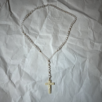 Pre-owned Number N Ine Number (n)ine Ss06 "welcome To The Shadow" Beaded Rosary In White