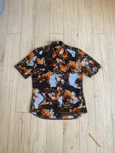 Pre-owned Givenchy Rooster Abstract Printed Short Sleeve Shirt In Multicolor