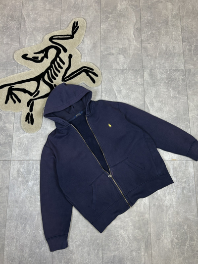 Pre-owned Polo Ralph Lauren X Vintage Mens Vintage Polo Ralph Laurent Zip Hoodie Y2k Distressed In Navy