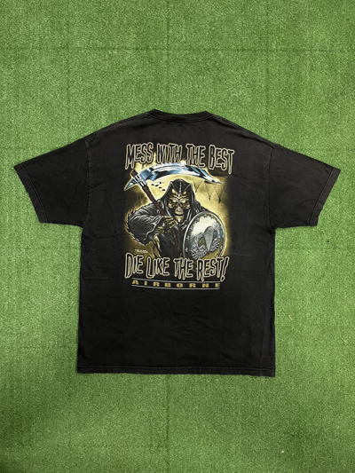 Pre-owned Military X Vintage Airborne Mess With The Best Die Like The Rest Tee In Washed Black