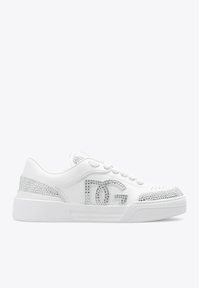 Dolce & Gabbana Crystal Dg Low-top Court Sneakers In White