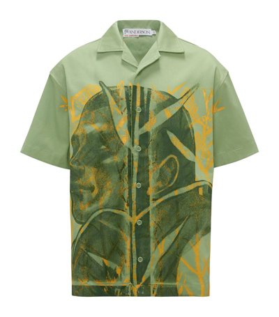 Jw Anderson X Pol Anglada Screen-print Cotton Shirt In Green