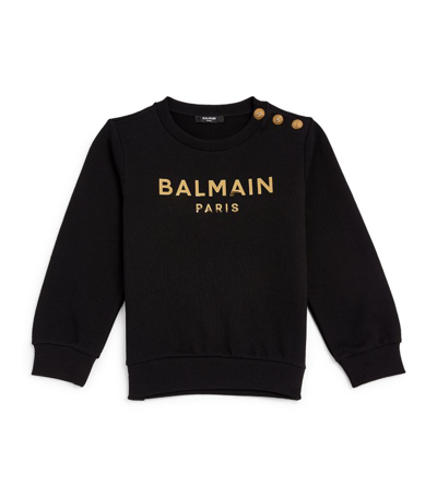 Balmain Kids Button-detail Logo Sweatshirt (4-14 Years) In Black